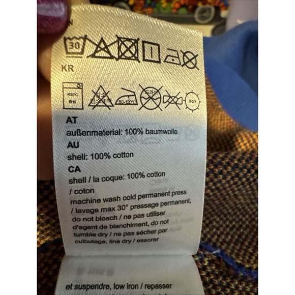 WESC Unisex Polo Sweater Size MM-WL Blue with Large Red Flowers Streetwear - Picture 9 of 10